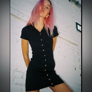 Brandy Melville Black Caroline Dress Button Down John Galt